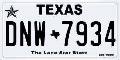 TX license plate DNW7934