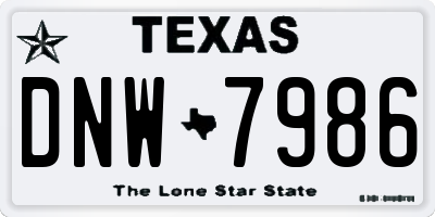 TX license plate DNW7986