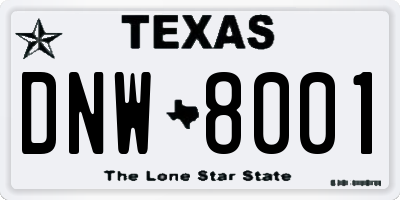 TX license plate DNW8001