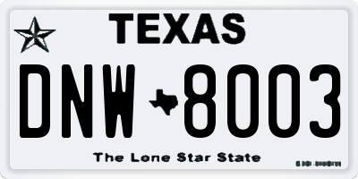 TX license plate DNW8003