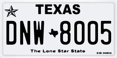 TX license plate DNW8005