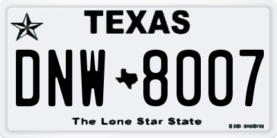 TX license plate DNW8007