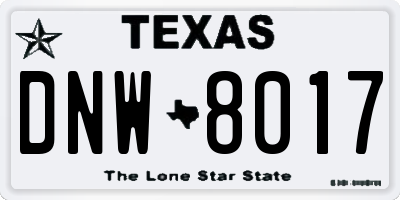 TX license plate DNW8017