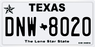 TX license plate DNW8020