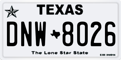TX license plate DNW8026