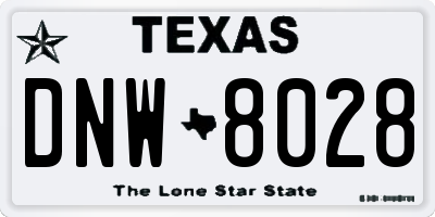 TX license plate DNW8028