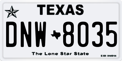 TX license plate DNW8035