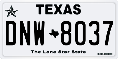 TX license plate DNW8037