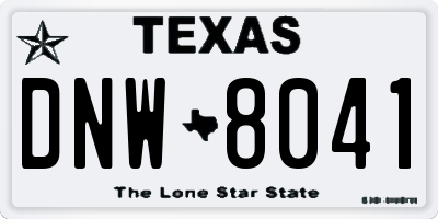 TX license plate DNW8041