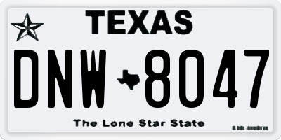 TX license plate DNW8047