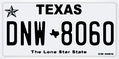 TX license plate DNW8060