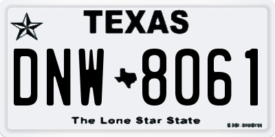 TX license plate DNW8061