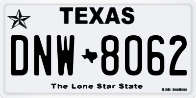 TX license plate DNW8062