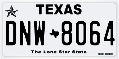 TX license plate DNW8064