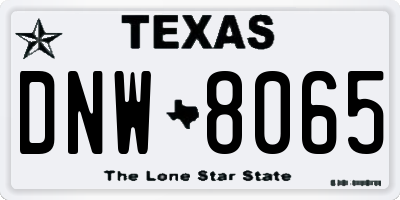 TX license plate DNW8065