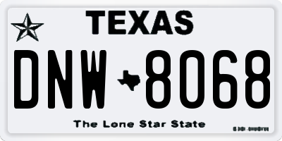 TX license plate DNW8068