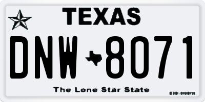 TX license plate DNW8071