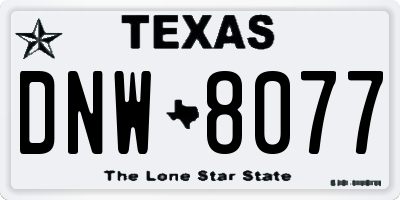 TX license plate DNW8077