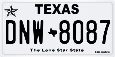 TX license plate DNW8087