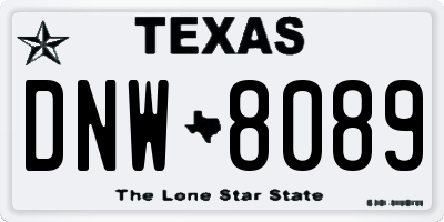 TX license plate DNW8089
