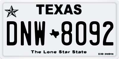 TX license plate DNW8092