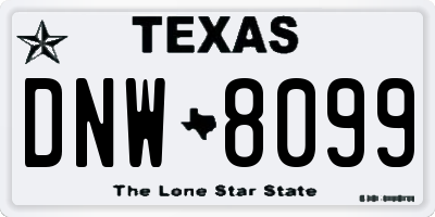 TX license plate DNW8099