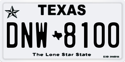 TX license plate DNW8100