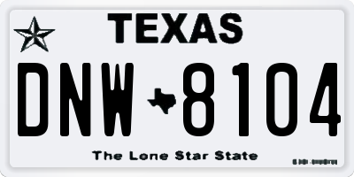 TX license plate DNW8104