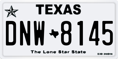 TX license plate DNW8145