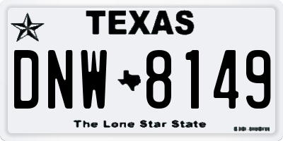 TX license plate DNW8149