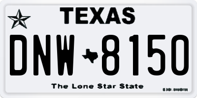 TX license plate DNW8150