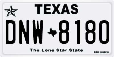TX license plate DNW8180