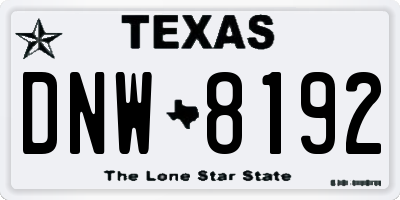 TX license plate DNW8192