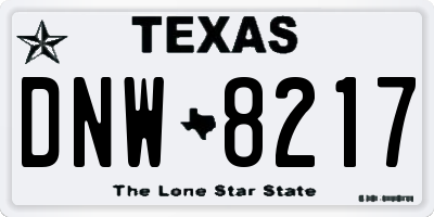 TX license plate DNW8217