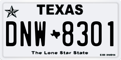 TX license plate DNW8301
