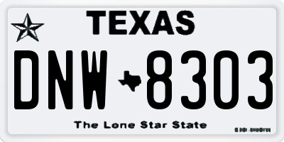 TX license plate DNW8303