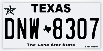 TX license plate DNW8307