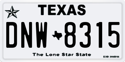 TX license plate DNW8315