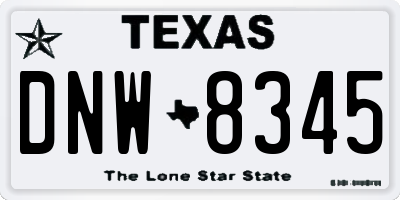 TX license plate DNW8345