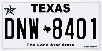 TX license plate DNW8401