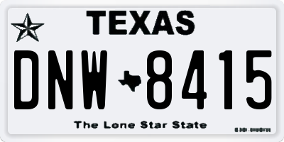 TX license plate DNW8415