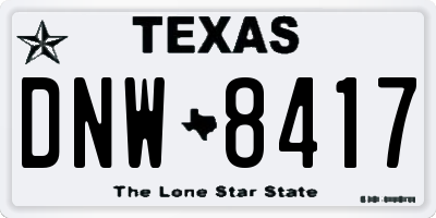 TX license plate DNW8417