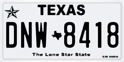 TX license plate DNW8418