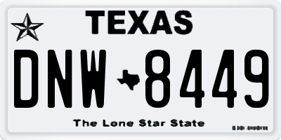 TX license plate DNW8449