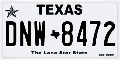 TX license plate DNW8472