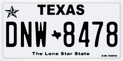 TX license plate DNW8478