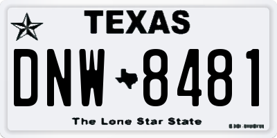 TX license plate DNW8481