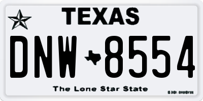 TX license plate DNW8554