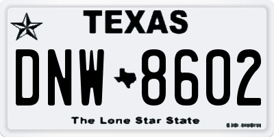 TX license plate DNW8602