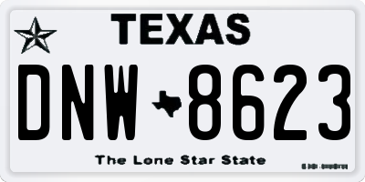 TX license plate DNW8623